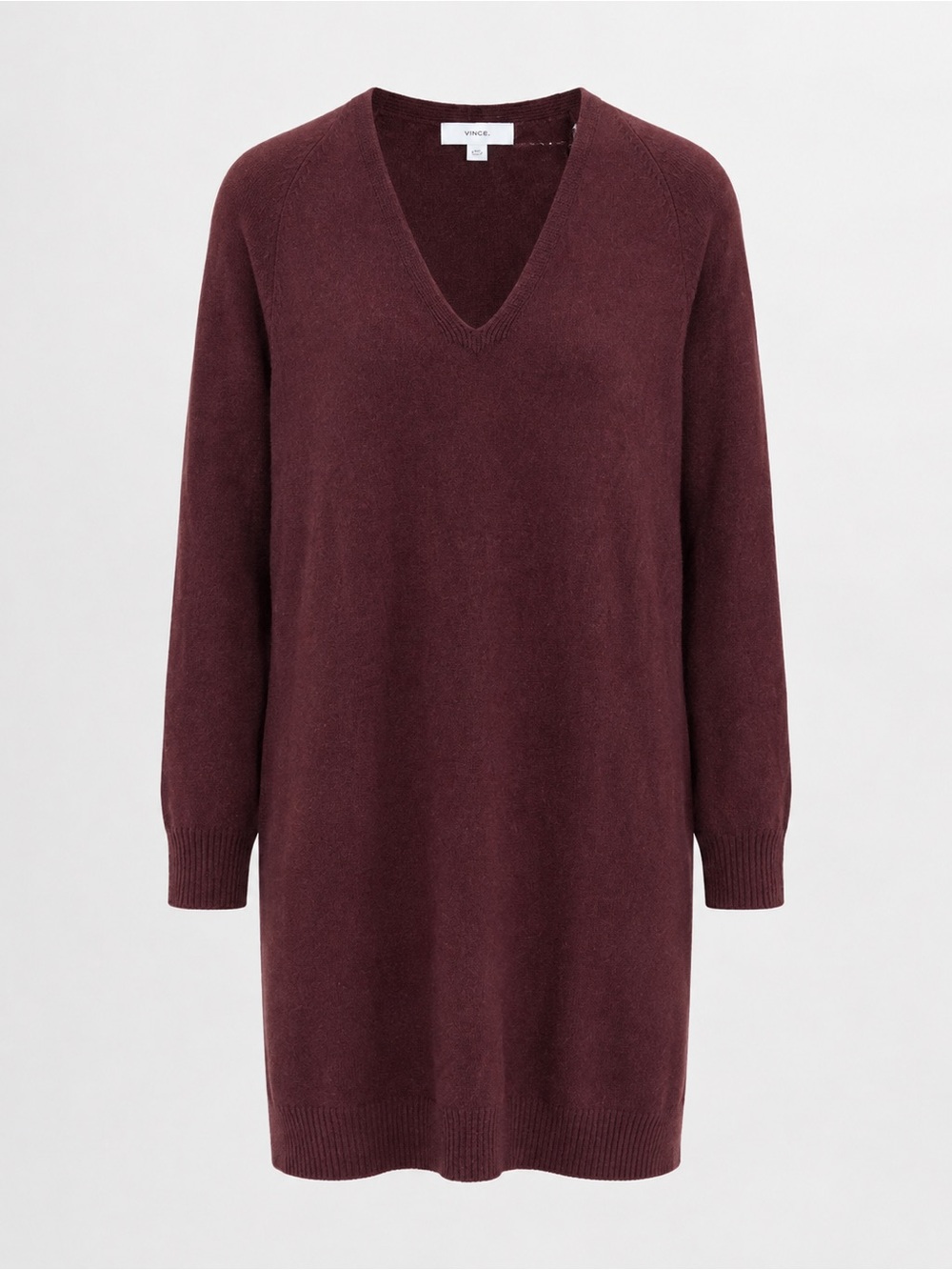 Vince Wool Cashmere Blend V-Neck Sweater Dress Cordovan Burgundy Size M NWT
